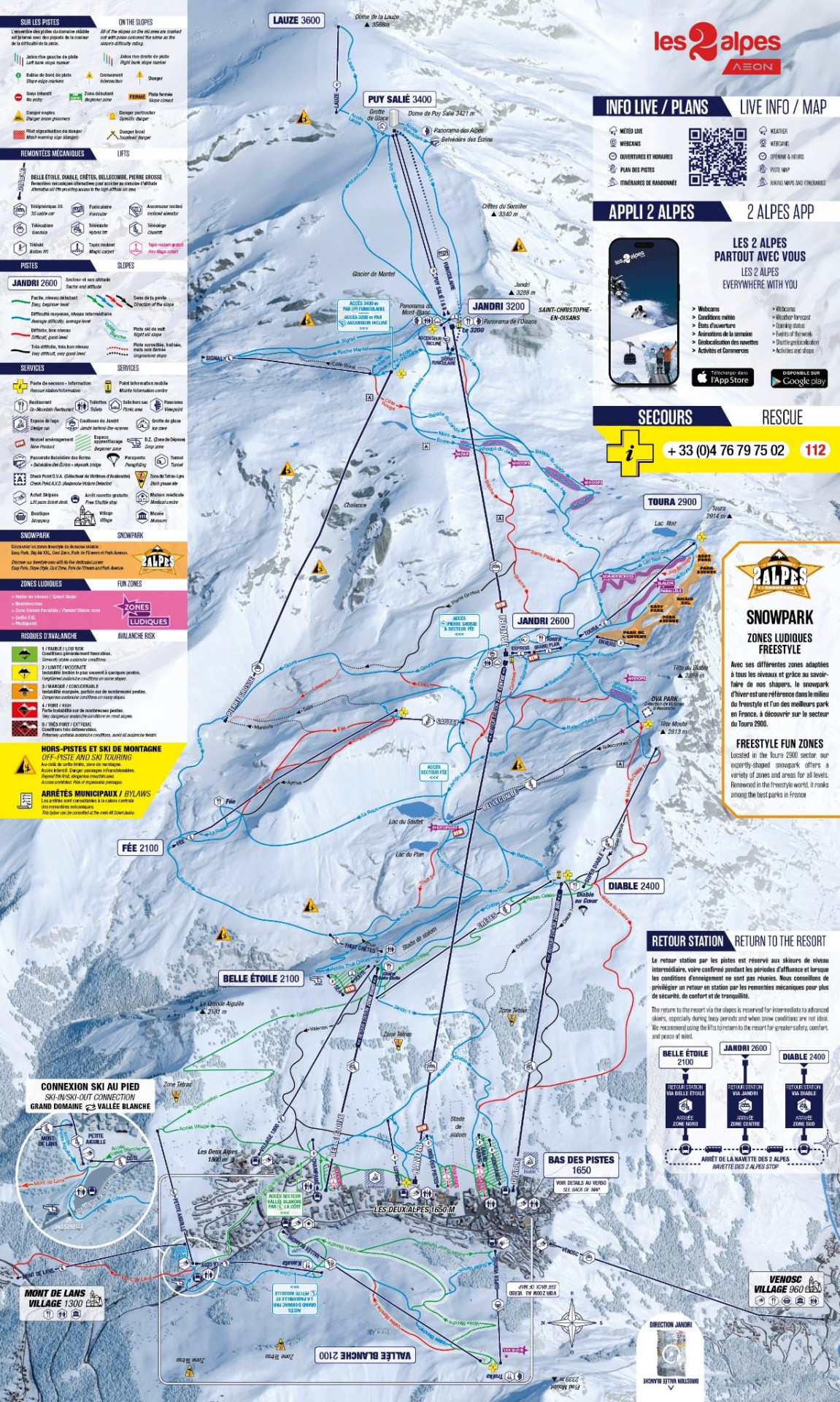 Plan des pistes Les 2 Alpes 2026 Plan des pistes Les 2 Alpes 2026