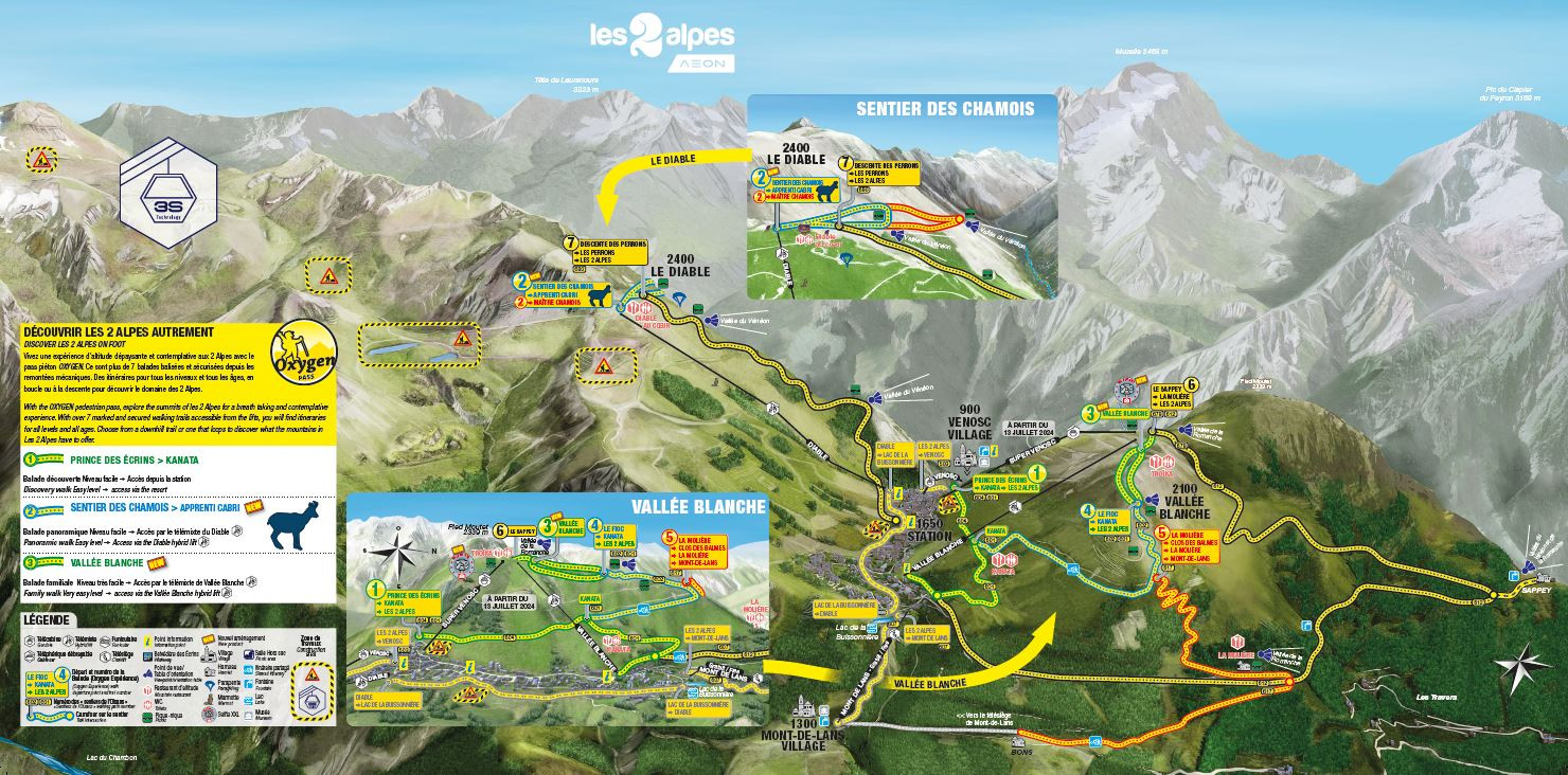 Plan piétons 2 Alpes - 2024